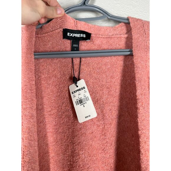 NWT Express Womens Pink Longline Cardigan Sz S Open Front Soft Cozy Warm - Picture 5 of 7